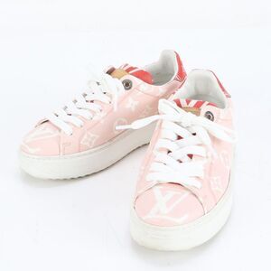 Louis Vuitton Monogram Time Out Line Leather Low Cut Sneakers Shoes 34 Women's